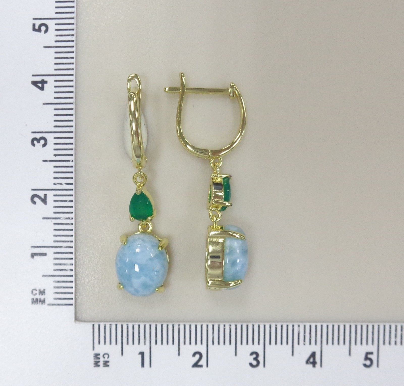 Серебряные серьги с ларимарами и агатами